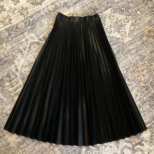 Topshop Pleated Faux Leather Midi Skirt